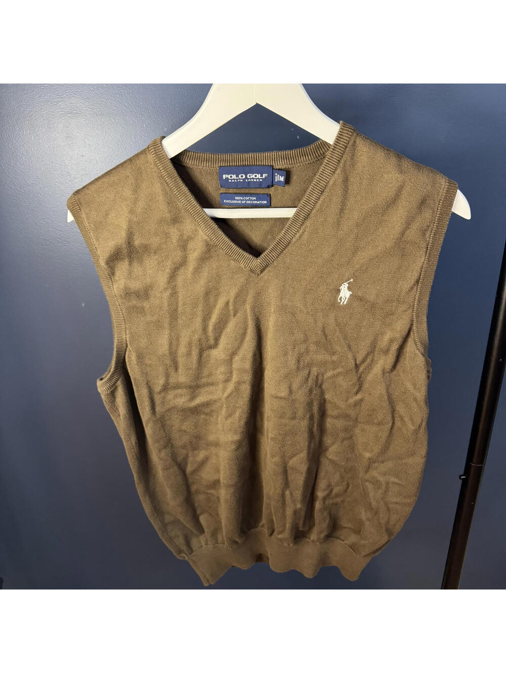 Ralph Lauren Polo Golf Brown Cotton Sweater Vest Medium Vintage Style